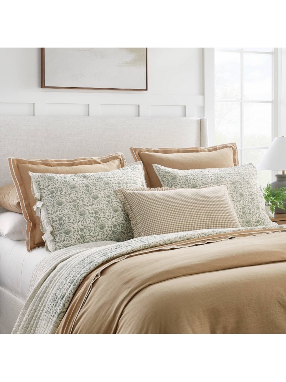 Studio McGee Standard Decorative Border Cotton Slub Print Quilt Shams •Set of 2•